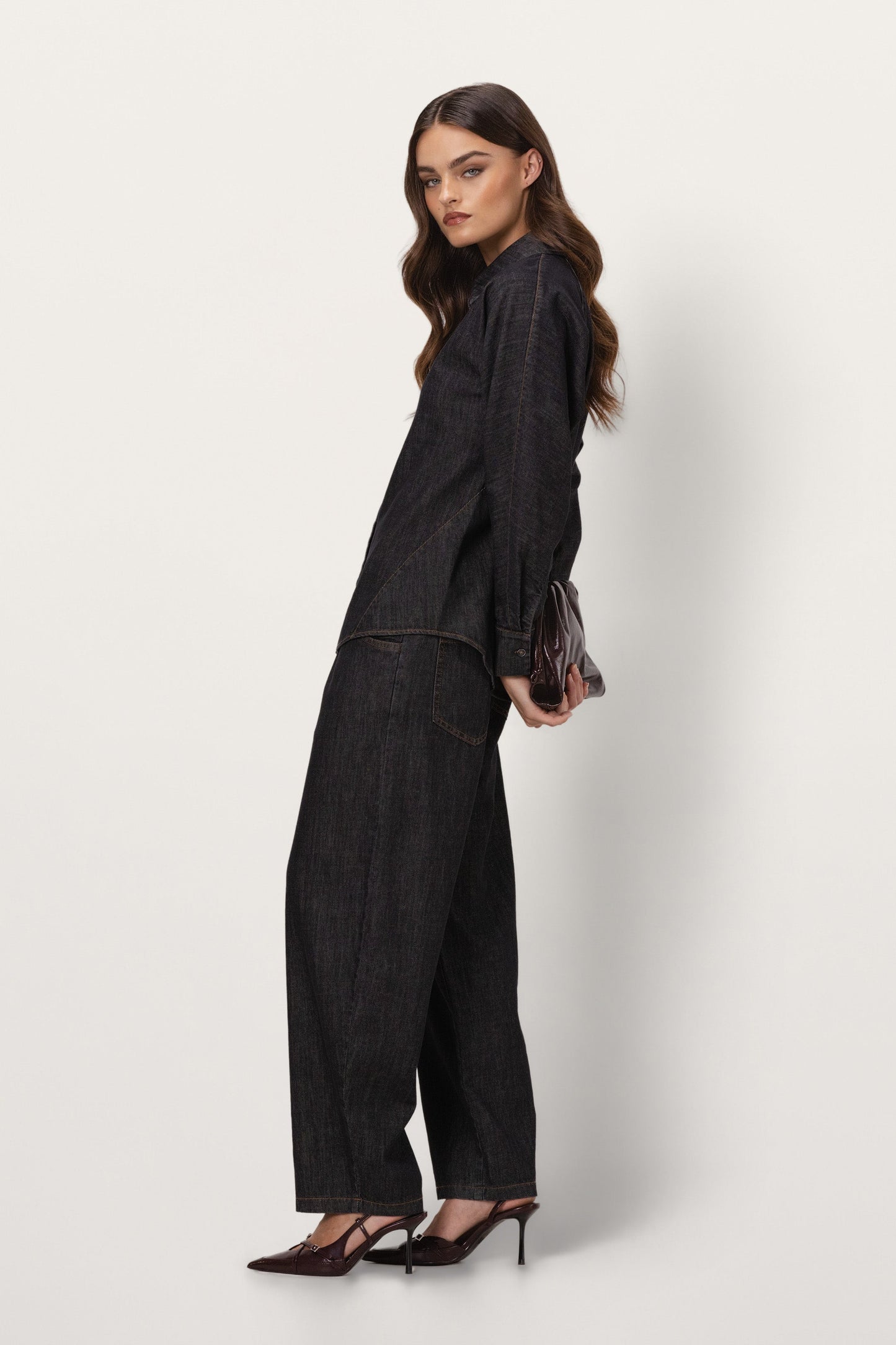 Aspen Barrel-Leg Elastic Waist Jeans | Dark Denim