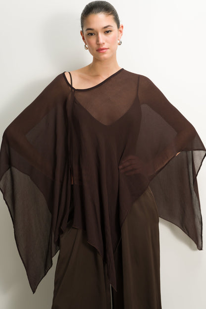 Emberly Lightweight Poncho | Espresso Brown