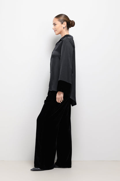 Caroline Velvet Cuff Shirt | Black