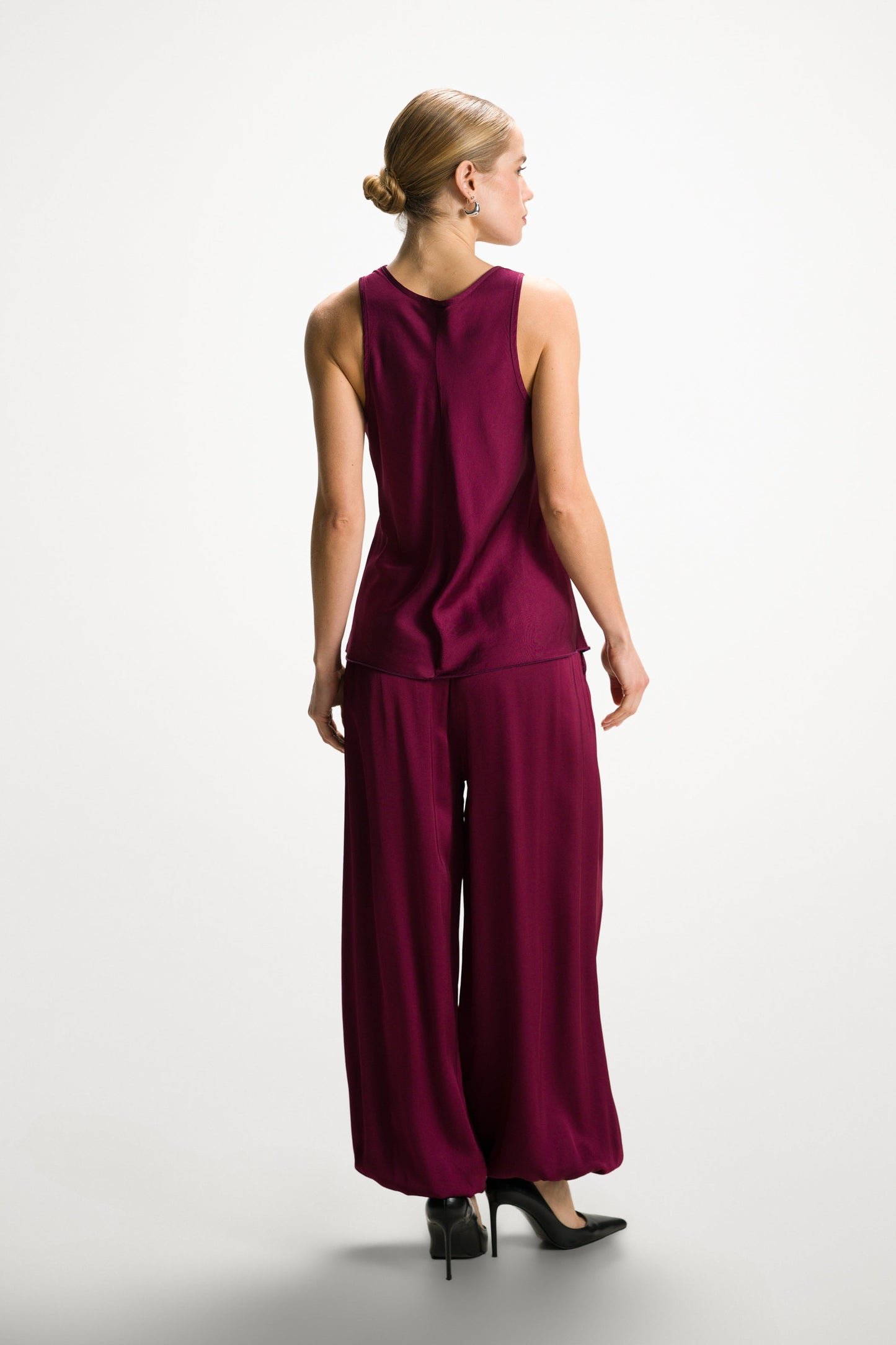Demi Satin Vest Top | Burgundy
