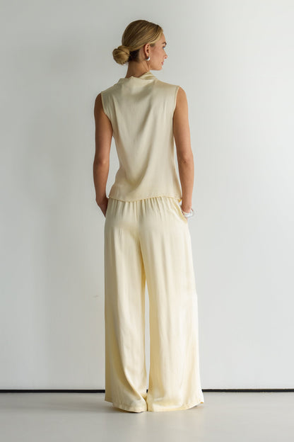 Cole Satin Trousers | Buttercream