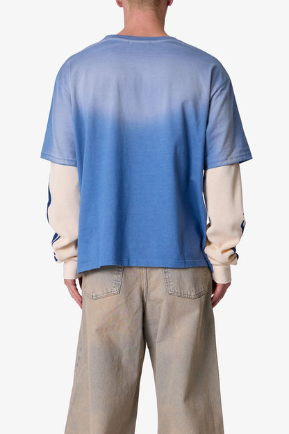 Layered Flame Pocket L/S Tee - Washed Blue