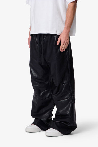 Leather Ultra Baggy Sweatpants - Black