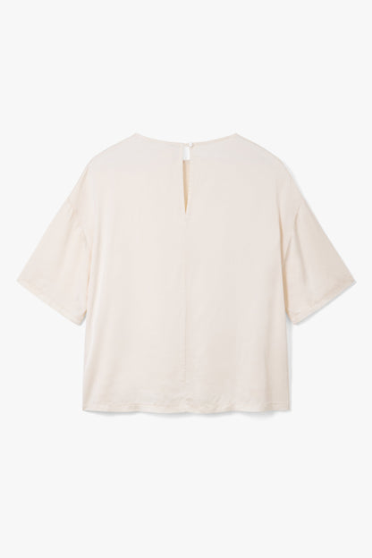 Mila Back Slit Satin Top | Ivory