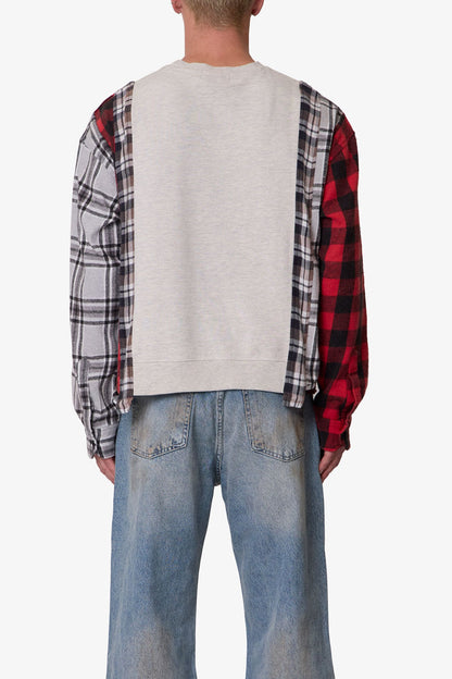 Mixed Flannel Crewneck Sweater - Multi