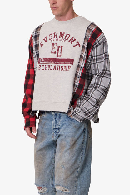 Mixed Flannel Crewneck Sweater - Multi