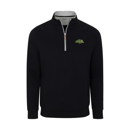 North Dakota State Heather Cloud Cotton Quarter Zip Pullover Black with Light Grey Trim