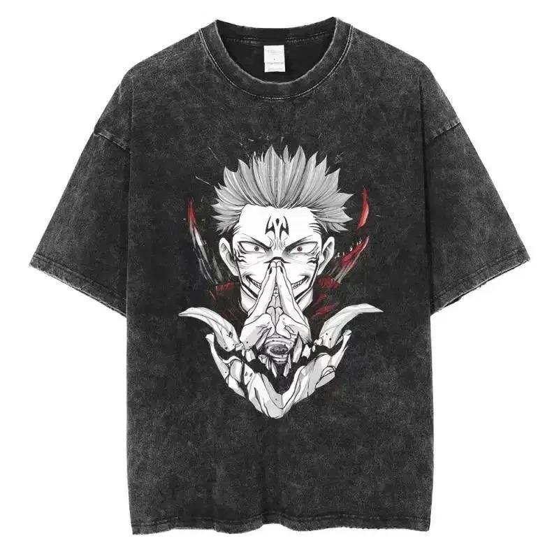 2024Japan Anime Print Oversize Cotton Mens Vintage TShirt (Prat 2)
