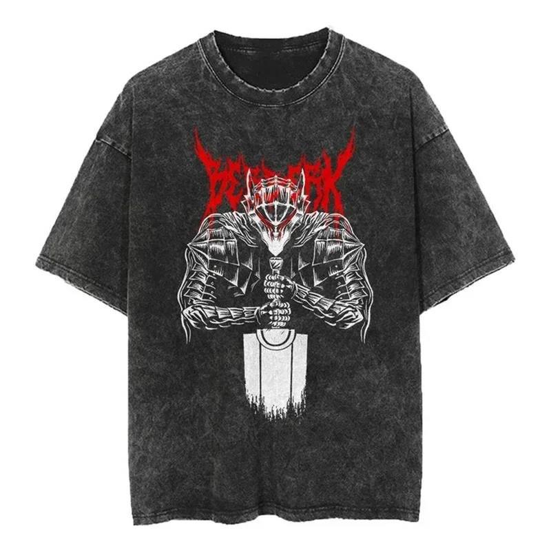 2024Streetwear Tshirt Japanese Anime Graphic Vintage Washed