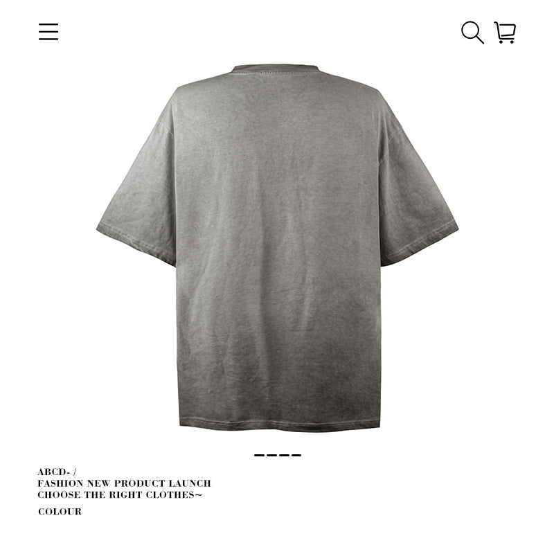 American vintage street T-shirt pure cotton men's and women's summer loose