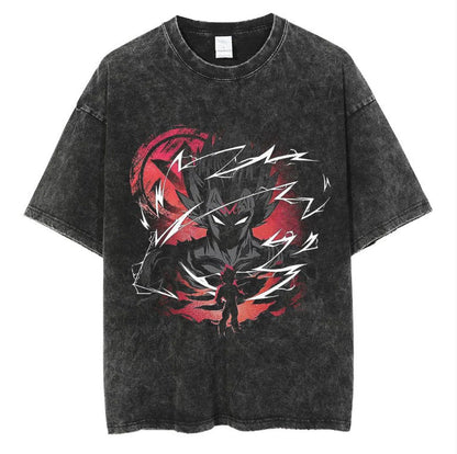 Anime cartoon dragon ball vintage wash print short sleeve t-shirt