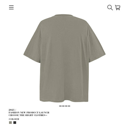 American vintage street T-shirt pure cotton retro men's and women's summer loose half sleeves