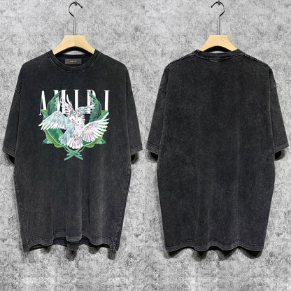 Amiri T-shirt Washed and Worn Retro Short Sleeve T-shirt