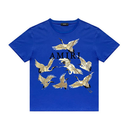 Amiri T Shirt Crane Print Casual Round Neck