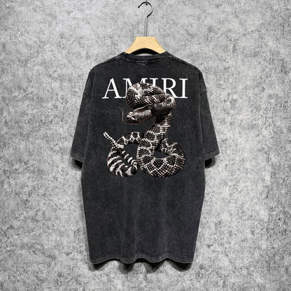 Amiri T-shirt Washed and Worn Retro Short Sleeve T-shirt