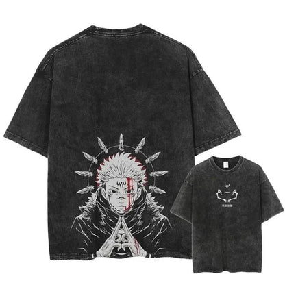 2024Japan Anime Print Oversize Cotton Mens Vintage TShirt (Prat 2)