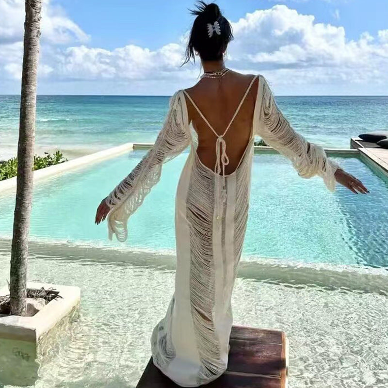 Beach Sweater Dress Summer Sexy Knitted Cutout Beach Bikini Swimsuit Blouse