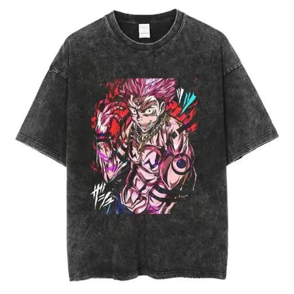 2024Japan Anime Print Oversize Cotton Mens Vintage TShirt