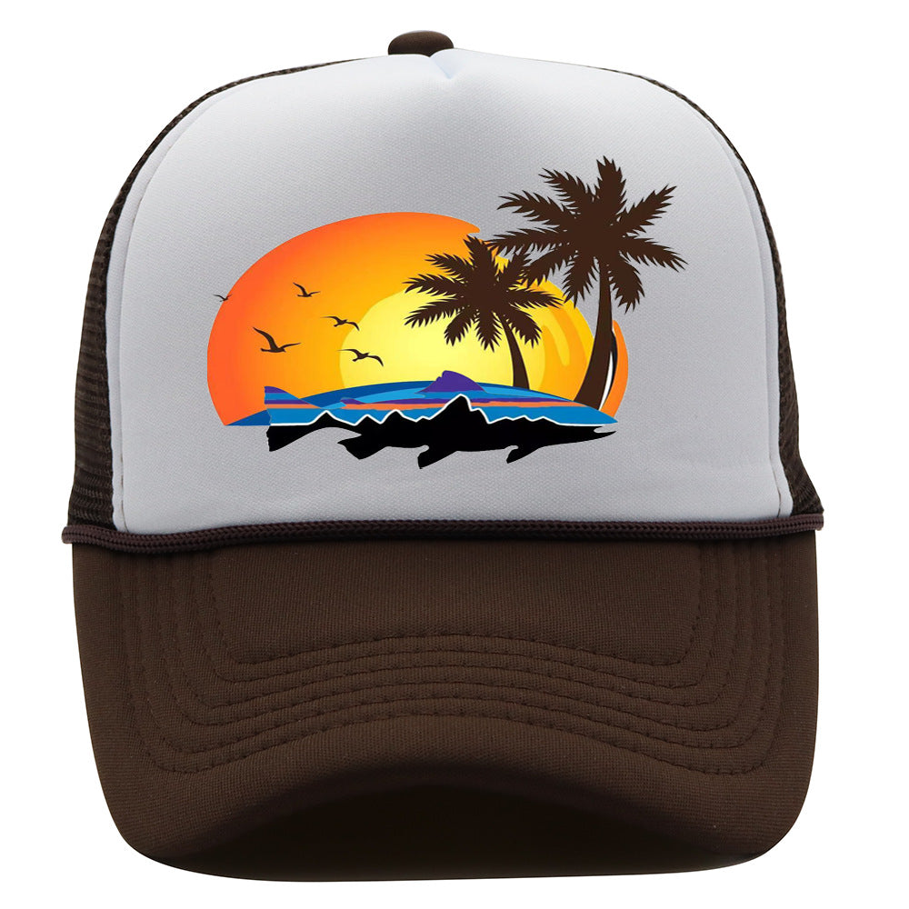 Bass Pro Shops Hat Summer Outdoor Surfing Baseball Cap Printed Fishing Net Cap