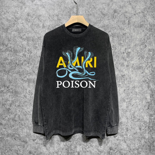 Amiri Long-Sleeve Shirt Cobra Pattern Vintage Long Sleeve T-shirt