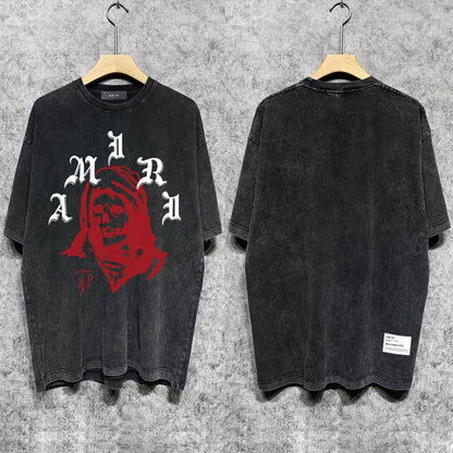 Amiri T-shirt Washed and Worn Retro Short Sleeve T-shirt