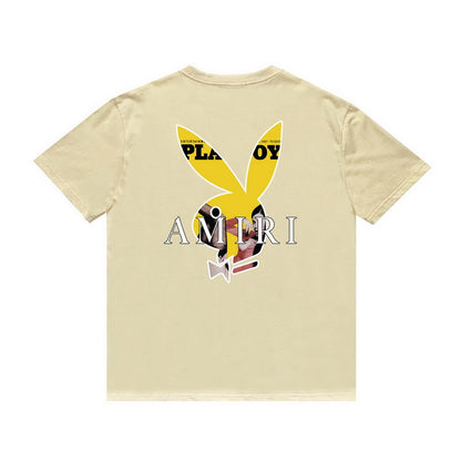Amiri T Shirt Yellow Rabbit Head Beauty Casual Round Neck