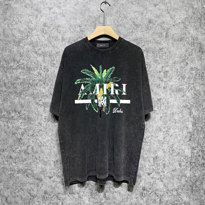 Amiri T Shirts Washed and Worn Retro Short Sleeve T-shirt
