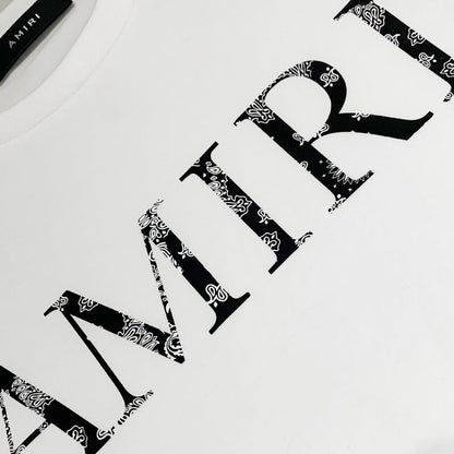 Amiri T Shirt Paisley Letter Crew Neck