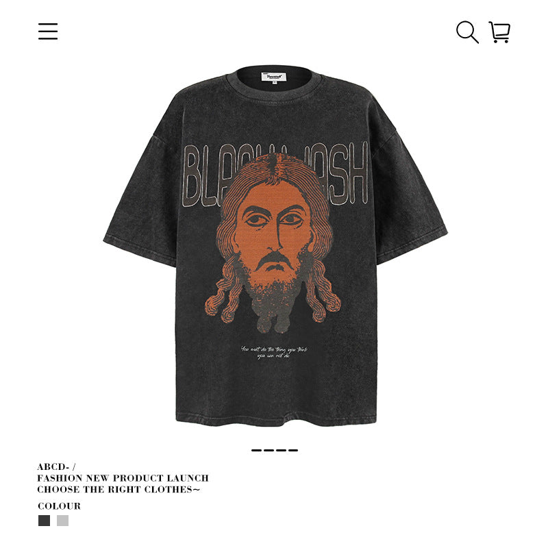 American vintage street T-shirt men's loose top