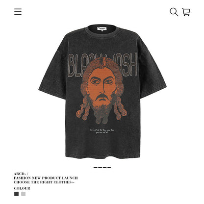 American vintage street T-shirt men's loose top