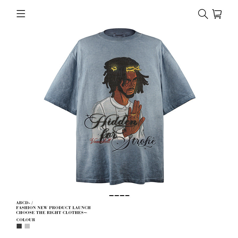 American vintage street T-shirt men's loose top