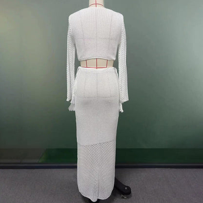 Beach Sweater Dress Summer Sexy Knitted Hollow Suit