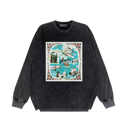 Amiri Long Sleeve Shirt Vintage T Shirt Washed and Worn Vintage Long Sleeve T-shirt