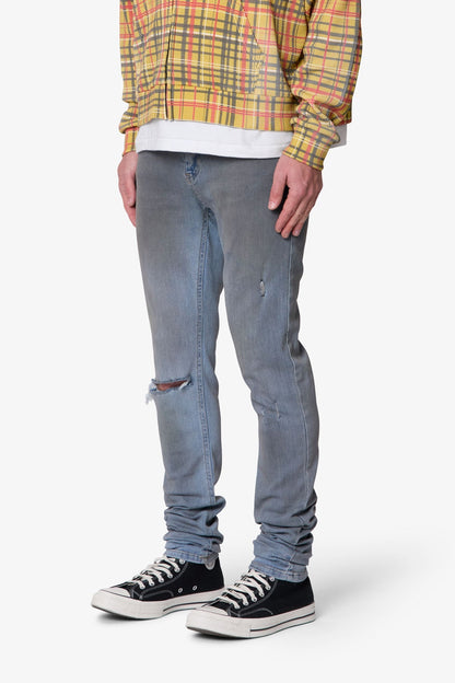 Oil Ruched Skinny Denim - Blue