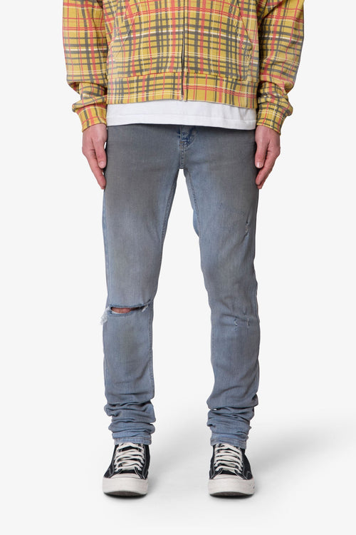 Oil Ruched Skinny Denim - Blue