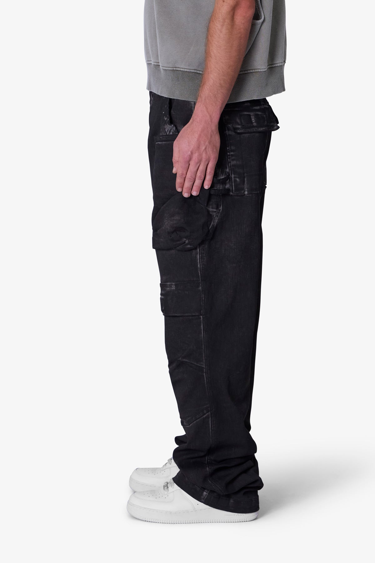 Oil Stretch Cargo Pants - Brown