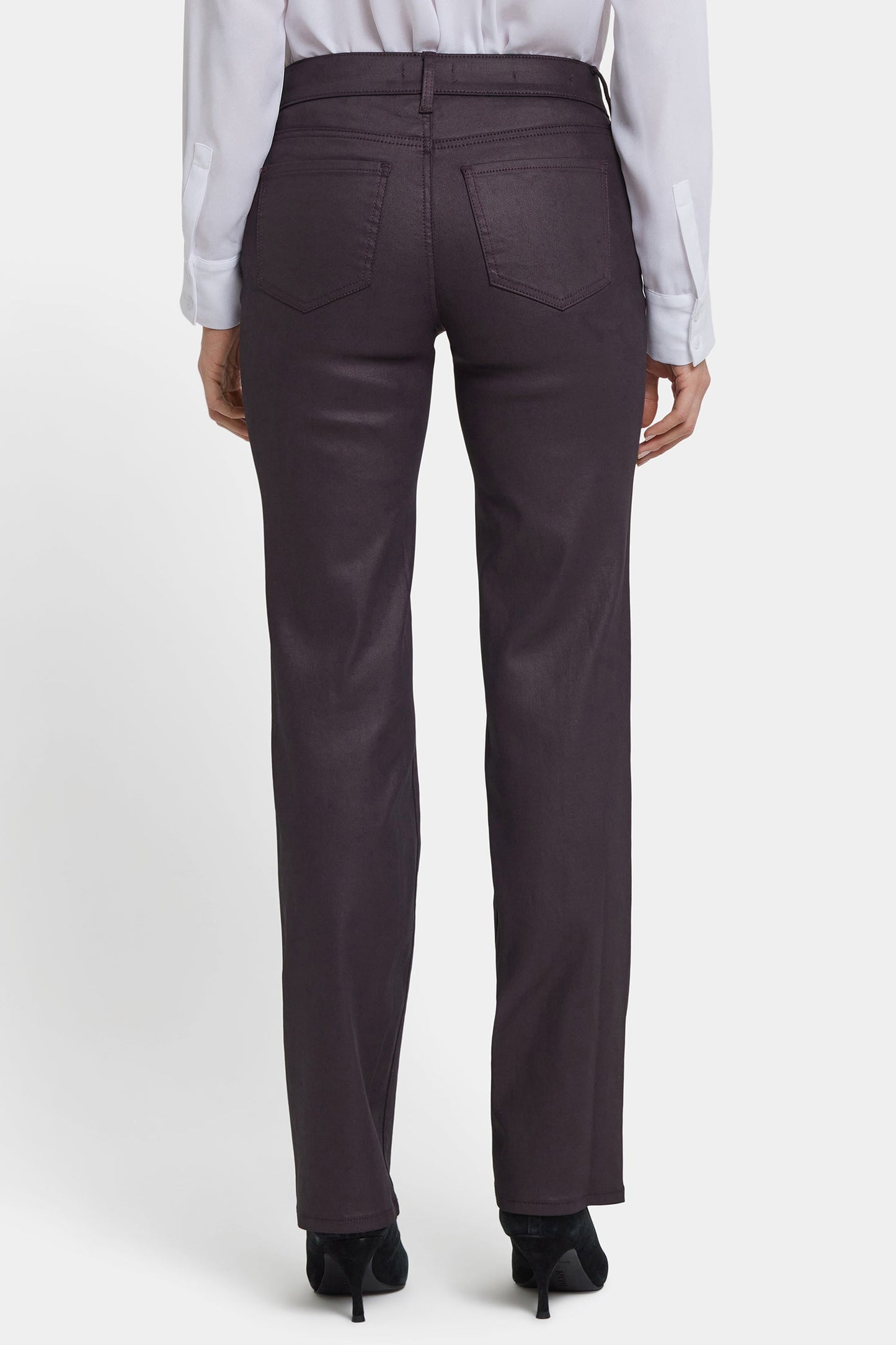Coated Marilyn Straight Jeans In Petite - Fig Coated