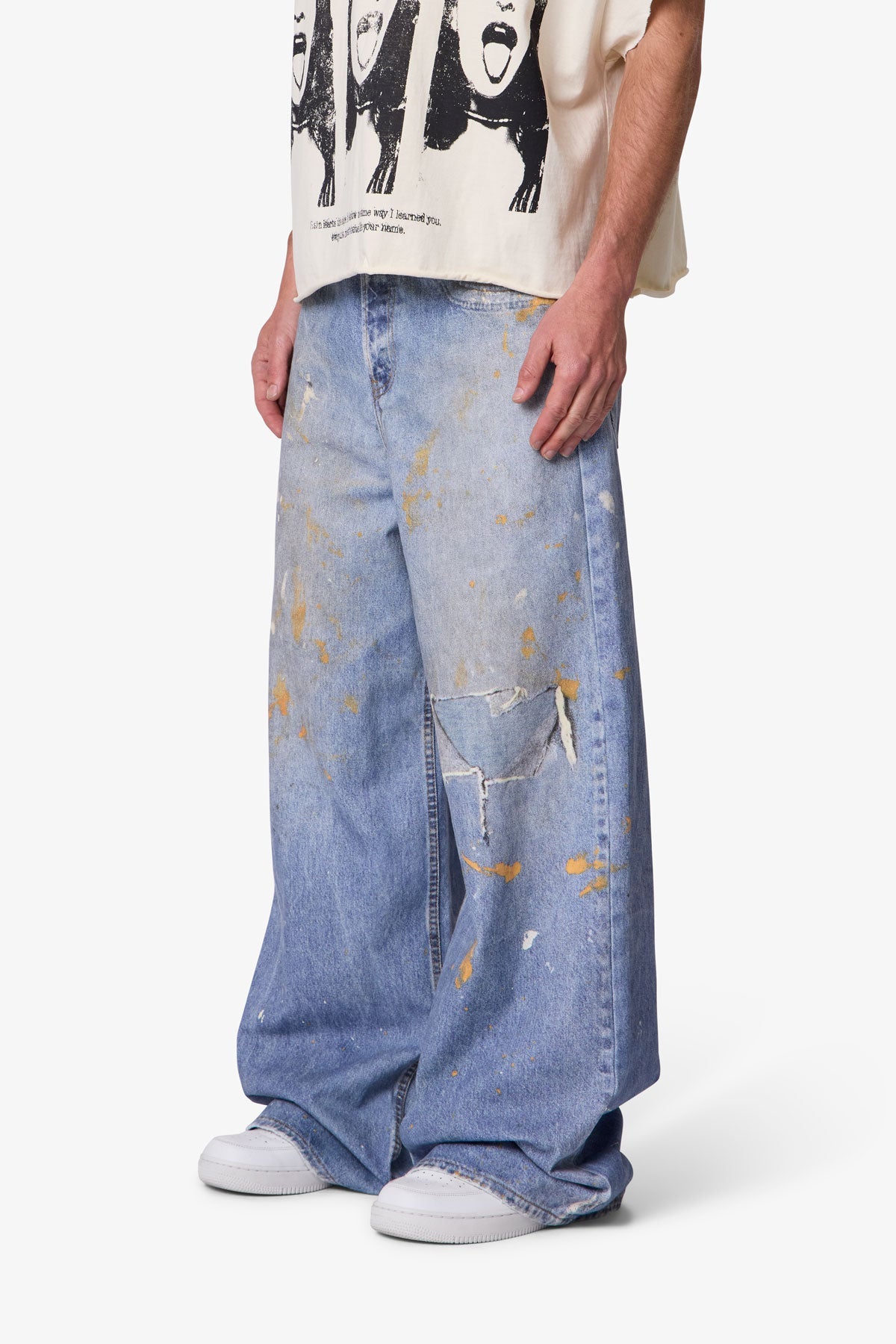 Paint Printed Rave Denim - Blue