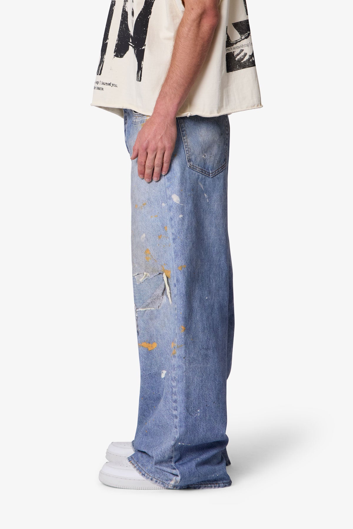 Paint Printed Rave Denim - Blue