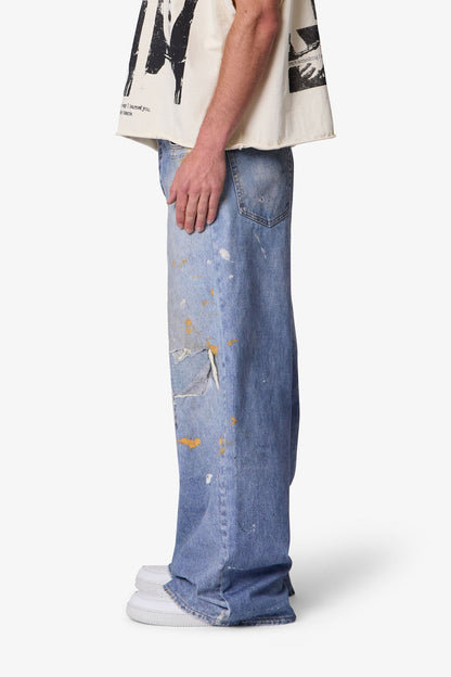 Paint Printed Rave Denim - Blue