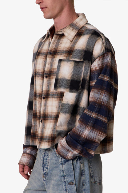 Paneled Flannel Shirt - Multi
