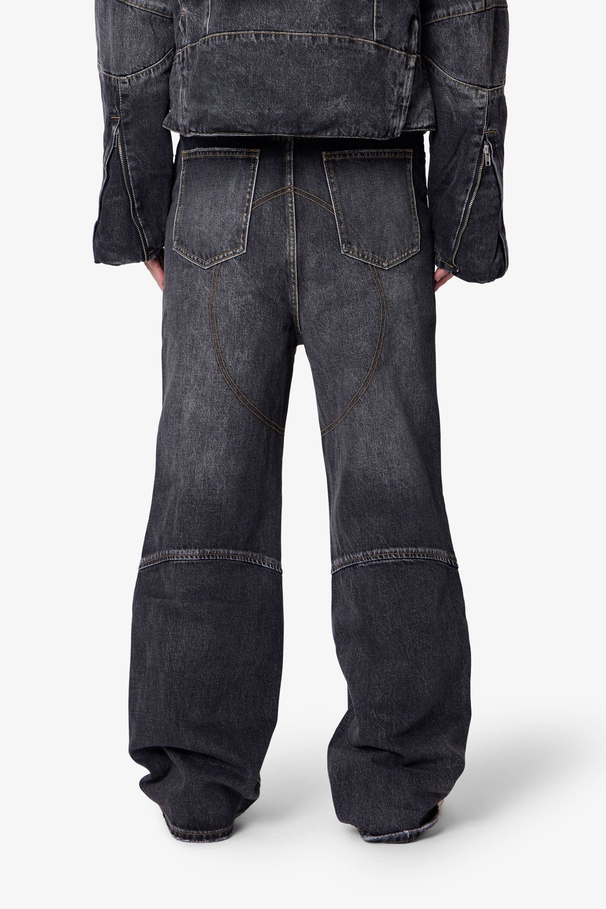 Paneled Moto Denim - Washed Black