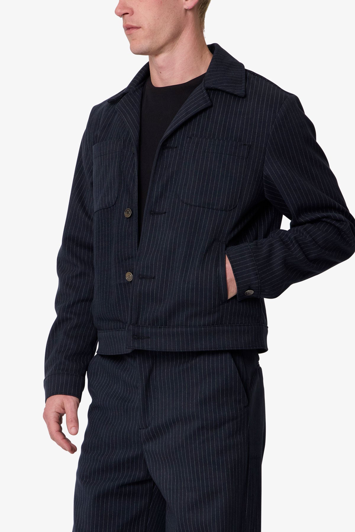 Pinstripe Jacket - Black/White