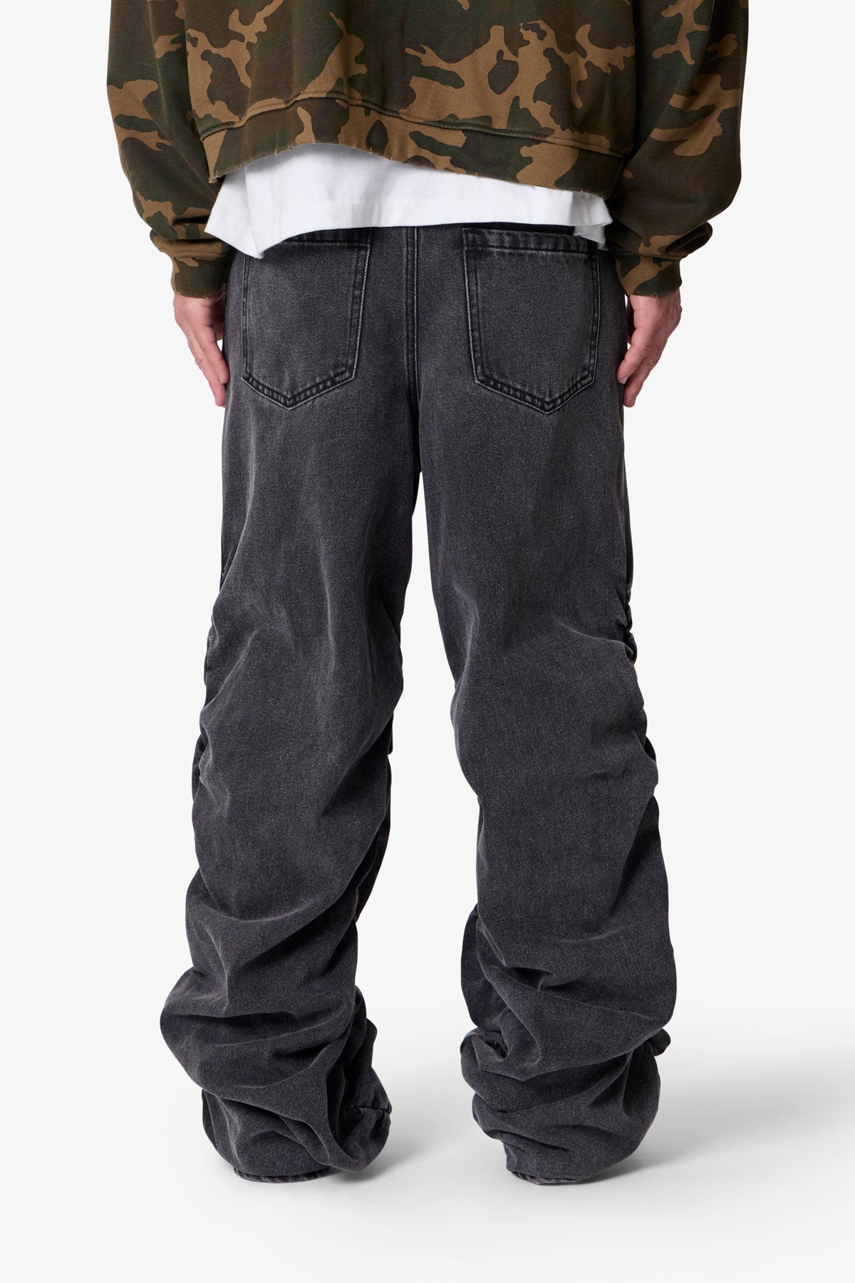 Ruched Denim - Washed Black
