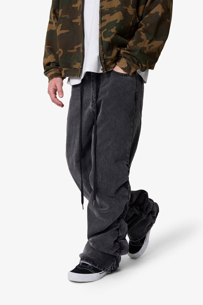 Ruched Denim - Washed Black