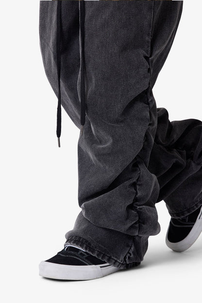 Ruched Denim - Washed Black