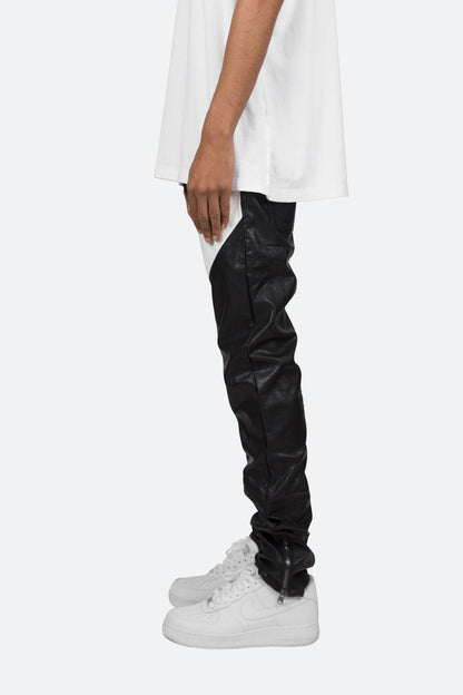 S192 Leather Pants - Black/White