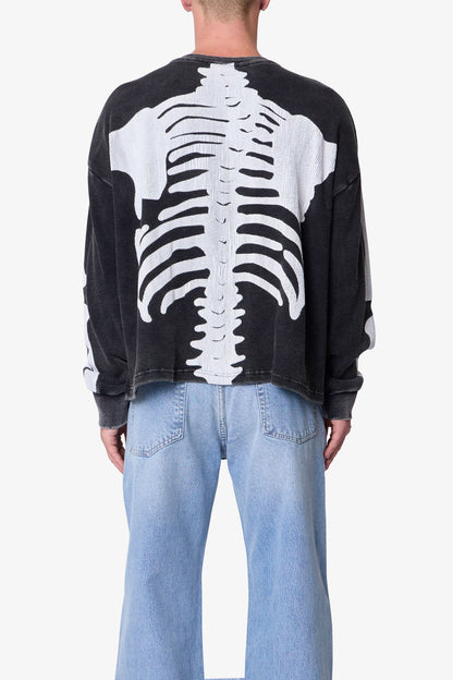 Skeleton Thermal L/S Shirt - Washed Black