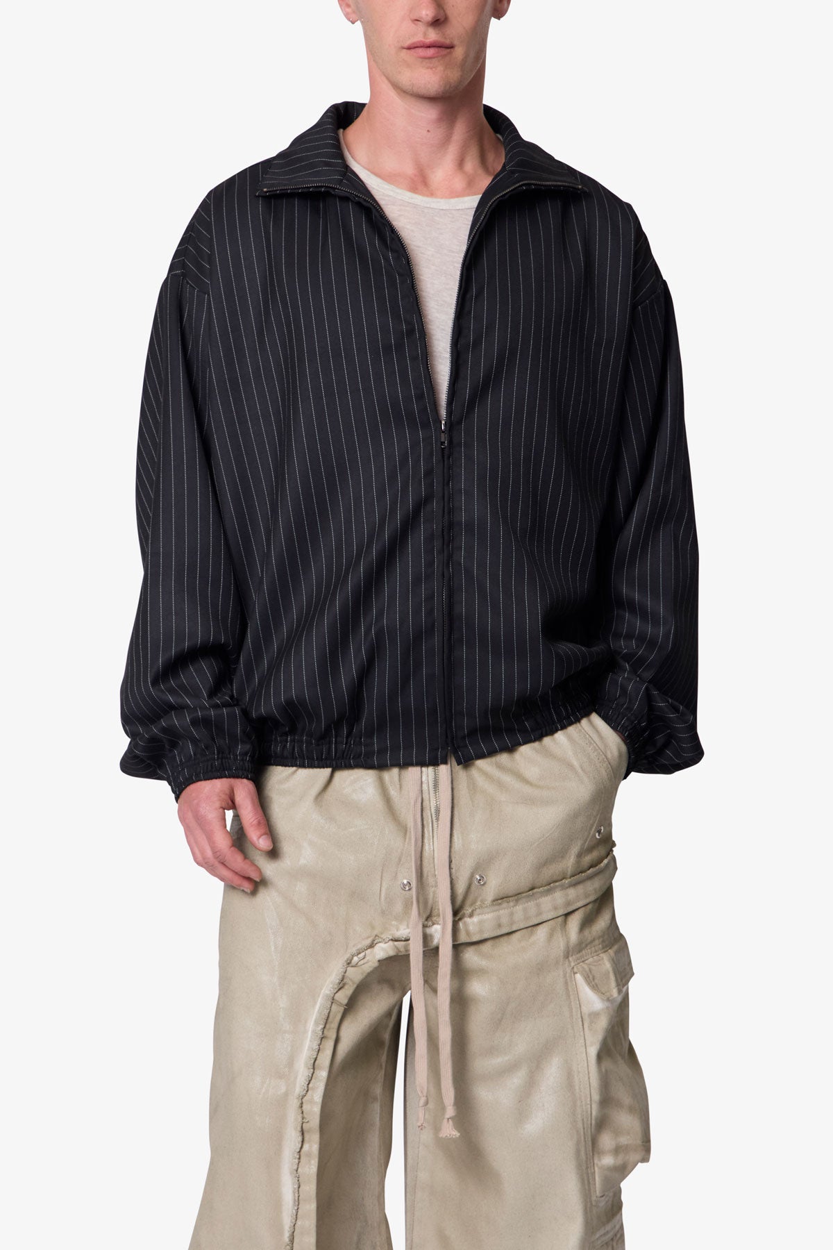 Striped Track Jacket - Black