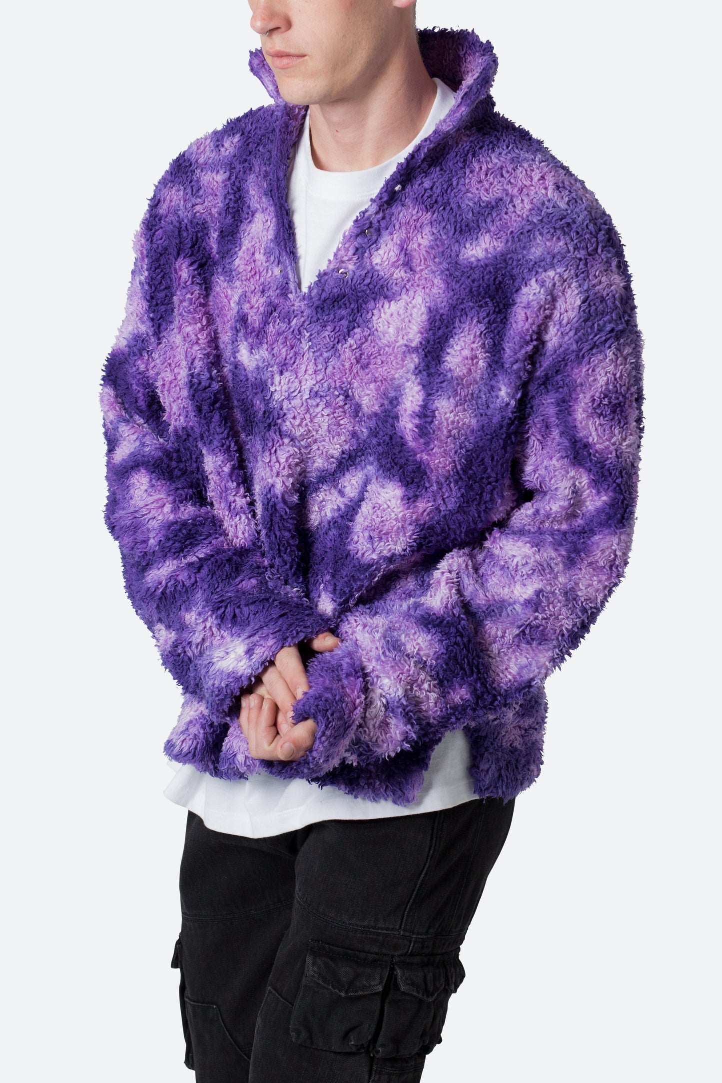 Tie Dye Sherpa Pullover - Purple
